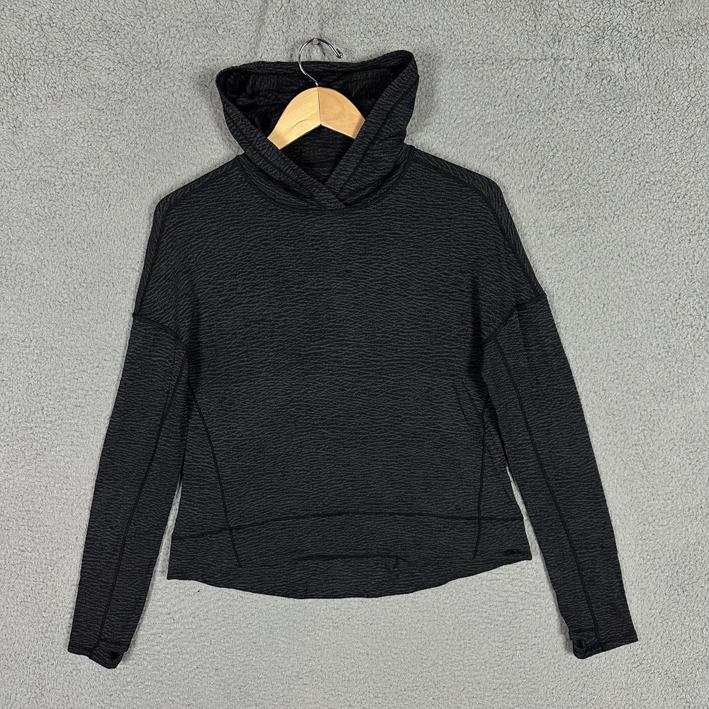 Lululemon Squad Goals Hoodie Women's 4 Black Gray Pebble Jacquard Luon‎ Running